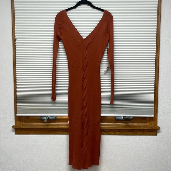 Haute Monde Dresses & Skirts - Haute Monde NWT Burnt Orange Knit Long Sleeve Sweater Bodycon Midi Dress